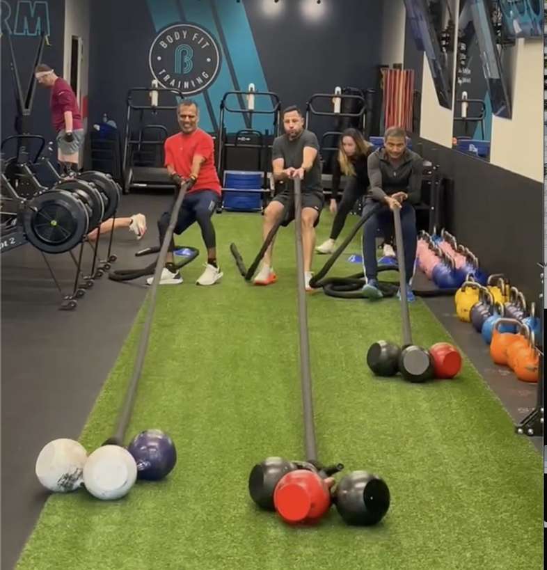 Athlete performing sled pull at BFT Tysons